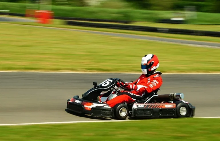 Kart at speed on the track