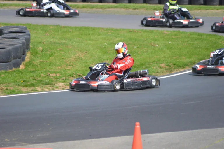 Karts racing round a bend