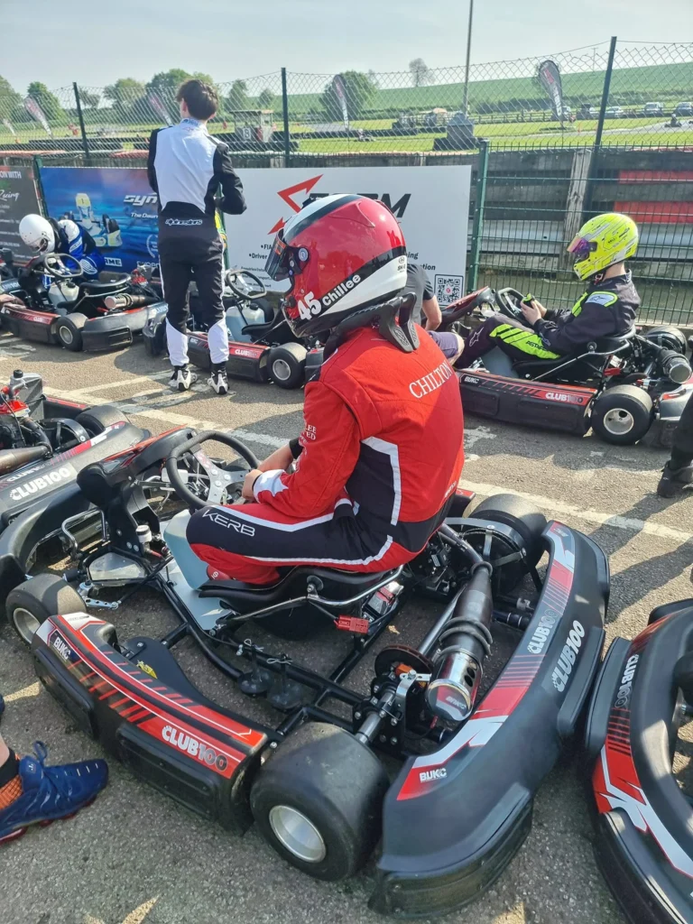 Samuel in his kart in the pit lane